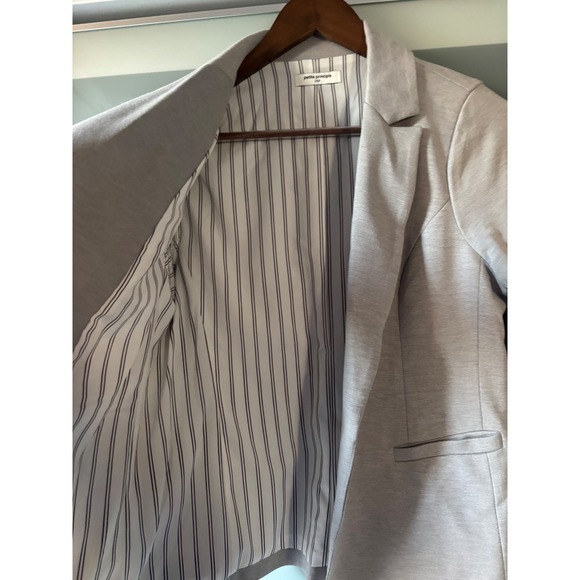 Gray Knit Blazer Petite Principle Women's Striped Lined Business Casual‎ Women's - Picture 2 of 5